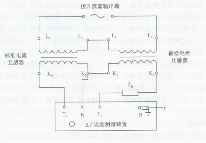 電流傳感器的角差、比差及復(fù)合誤差的微差法檢定線路圖